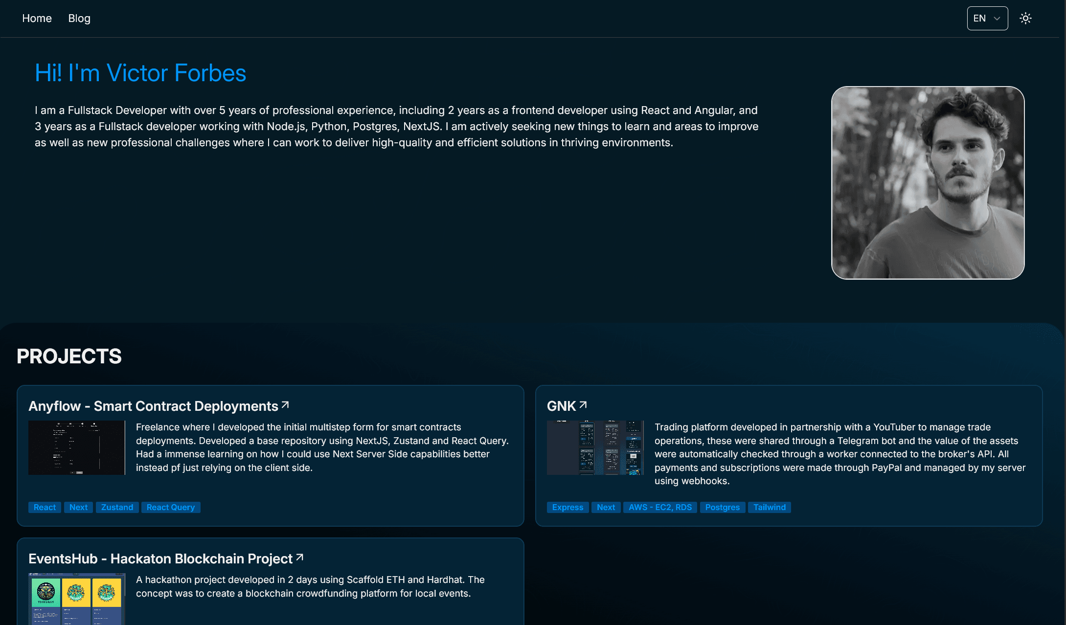 personal website screenshot